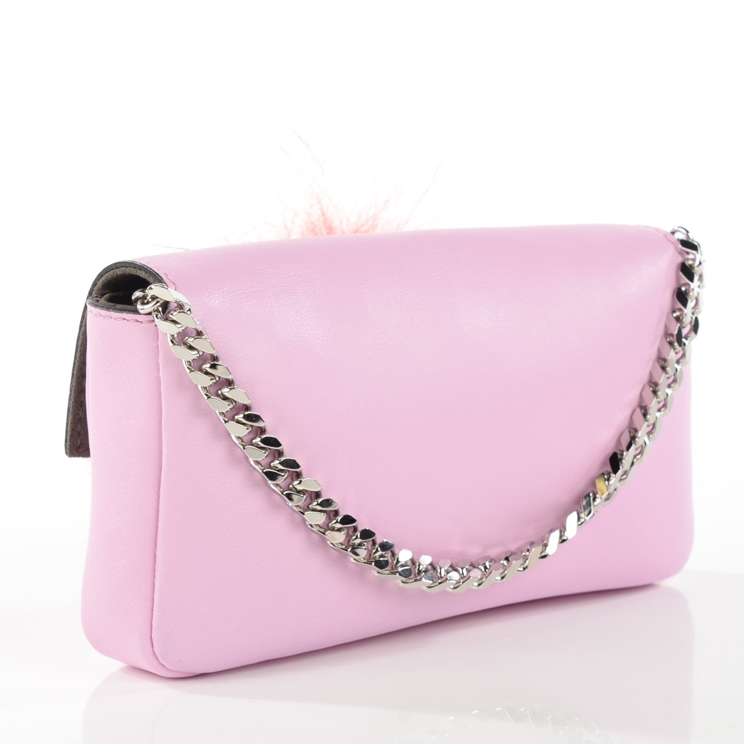 Fendi Nappa Rabbit Fox Fur Micro Buggie Baguette Lavanda 3 of 8