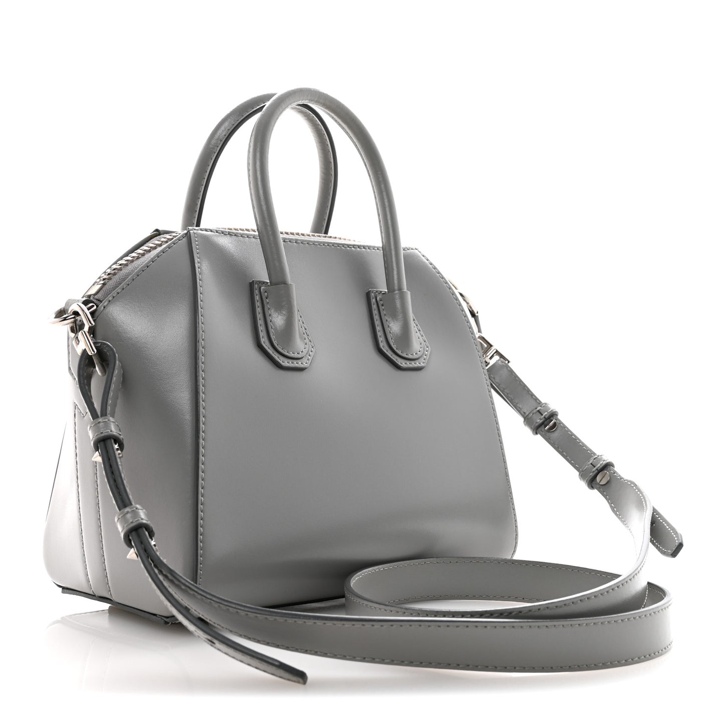 Shiny Lord Calfskin Mini Antigona Pearl Grey