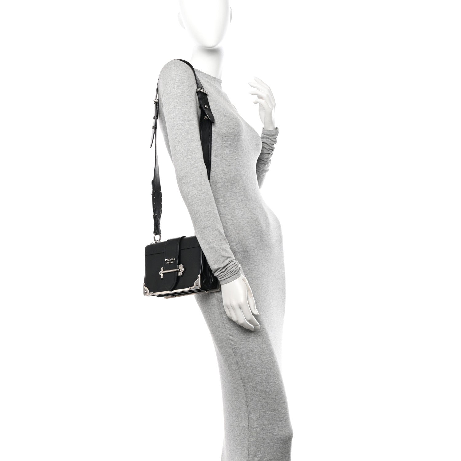 Prada City Calf Saffiano Cahier Bag Black 2 of 9