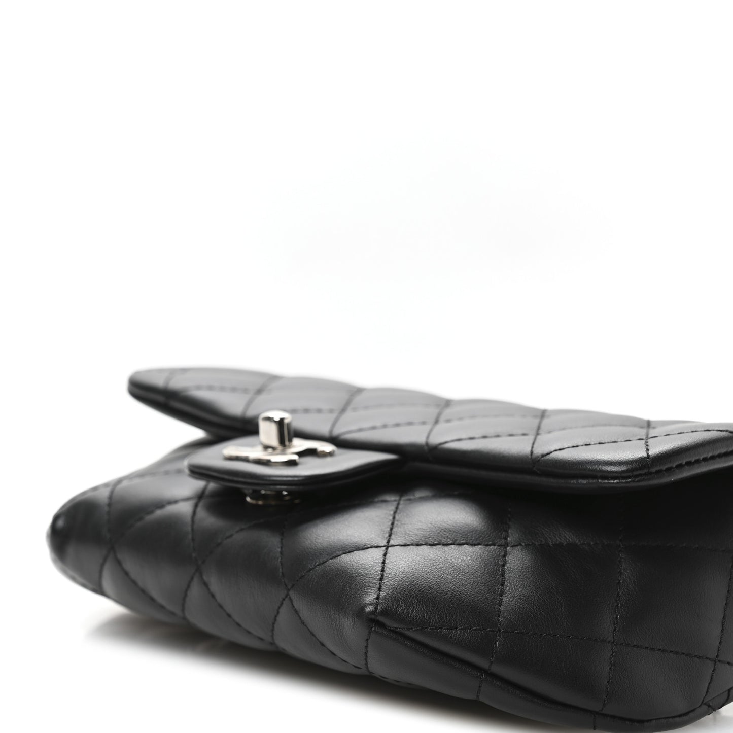 Calfskin Quilted CC Uniform Flap Belt Bag Black
