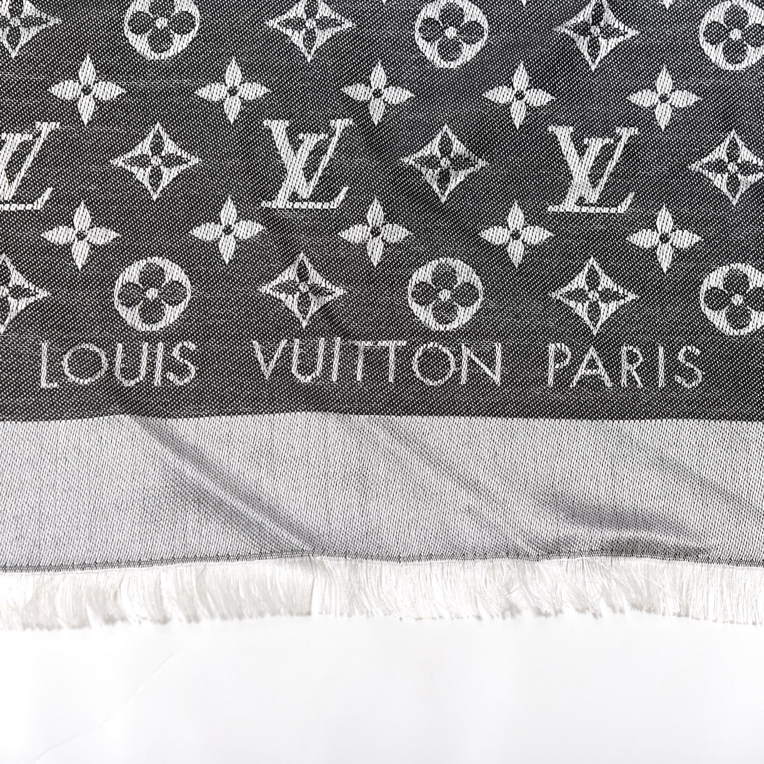 Louis Vuitton Wool Silk Monogram Denim Shawl Black 2 of 4
