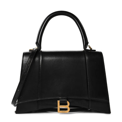 Balenciaga Shiny Box Calfskin Medium Hourglass Top Handle Bag Black 1 of 11