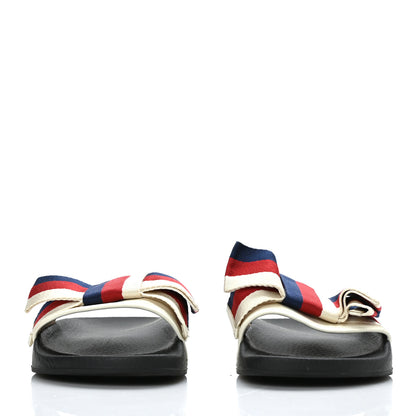 Gucci Satin Web Sylvie Bow Slide Sandals 37 White 2 of 9