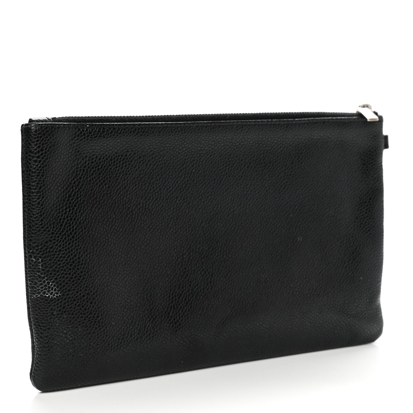 Grained Calfskin Shopping Fever Logo Zip Pouch Black