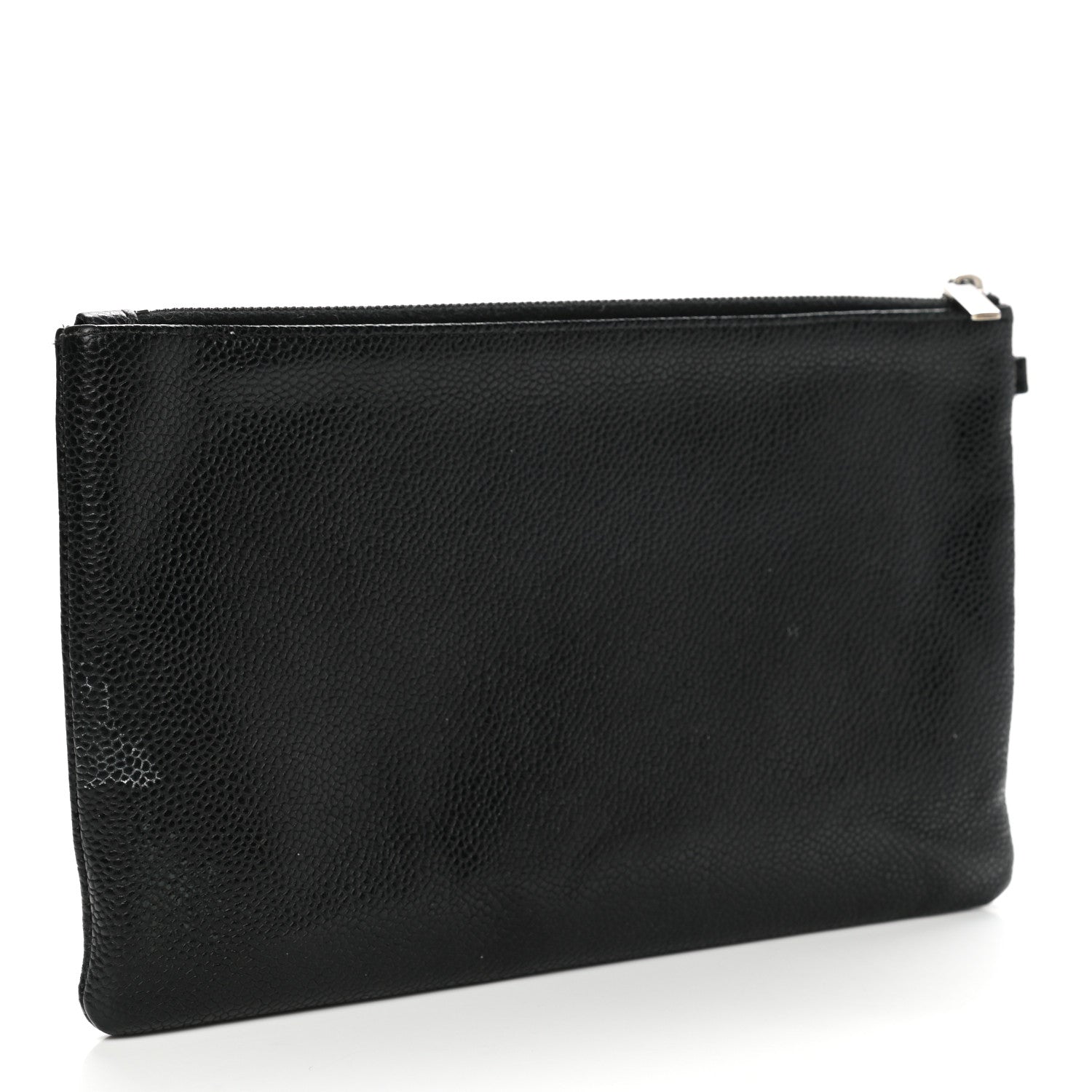 Chanel Grained Calfskin Shopping Fever Logo Zip Pouch Black 3 of 10
