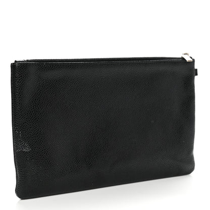 Chanel Grained Calfskin Shopping Fever Logo Zip Pouch Black 3 of 10