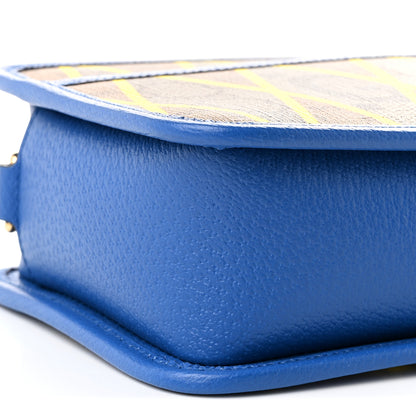 Gucci GG Supreme Monogram Mix Textured Dollar Calfskin Rhombus Inlay Crossbody Bag Beige Ebony Harvest Joy Blue 8 of 9