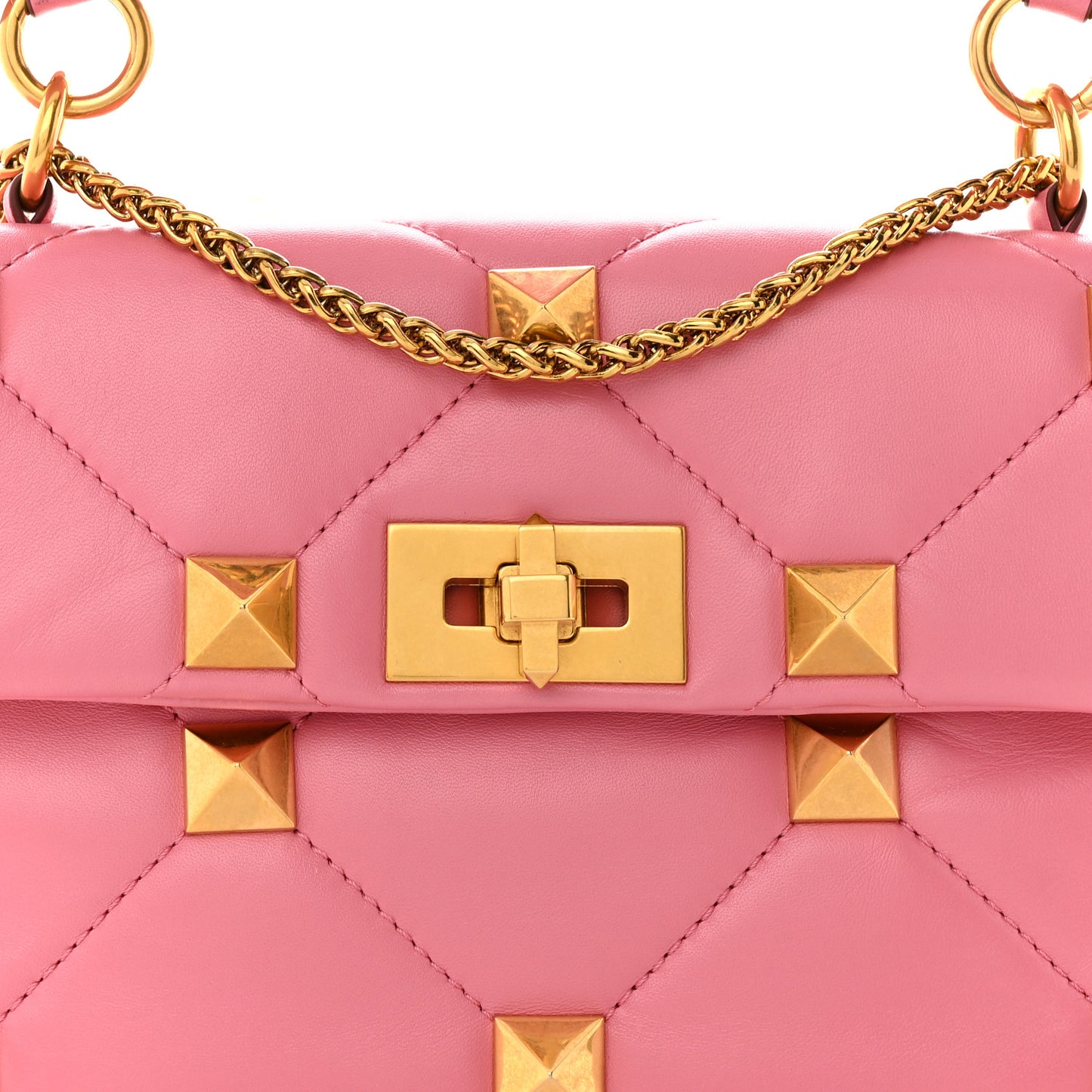 Nappa Medium Roman Stud Shoulder Bag Flamingo Pink