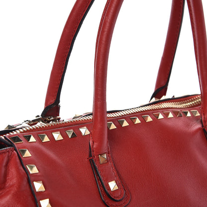 Valentino Garavani Calfskin Rockstud Top Handle Satchel Rosso Valentino 10 of 18