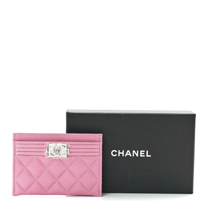 Chanel Caviar Quilted Boy Card Holder Pink 12 of 12