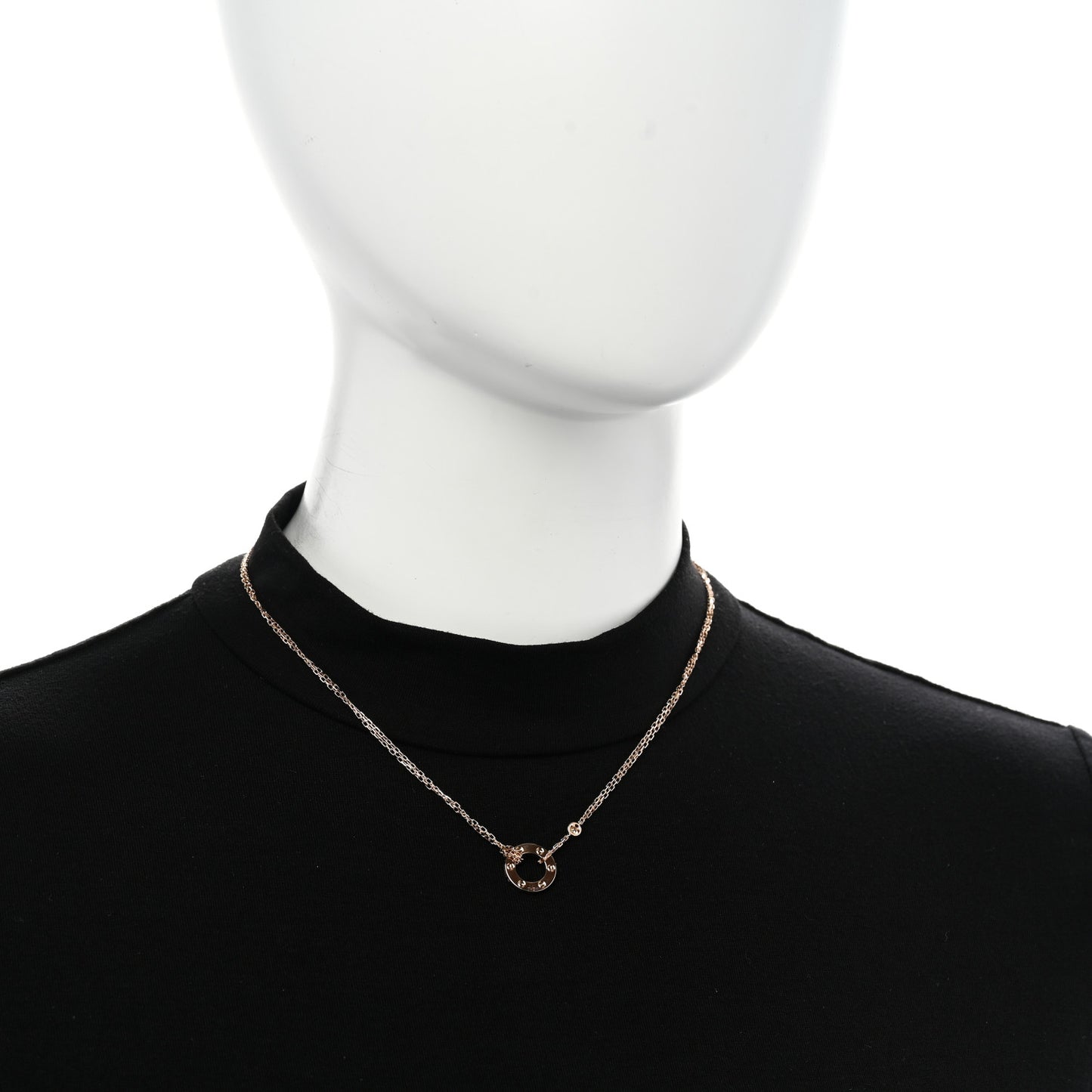 18K Pink Gold 2 Diamond LOVE Necklace