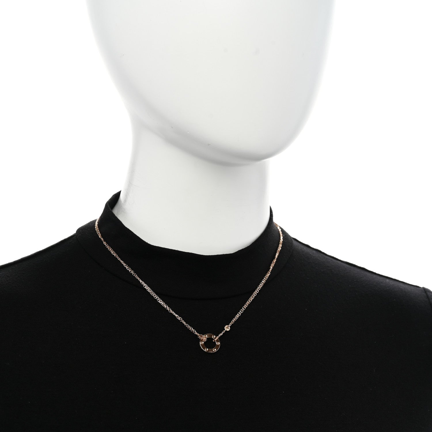 Cartier 18K Pink Gold 2 Diamond LOVE Necklace 2 of 5