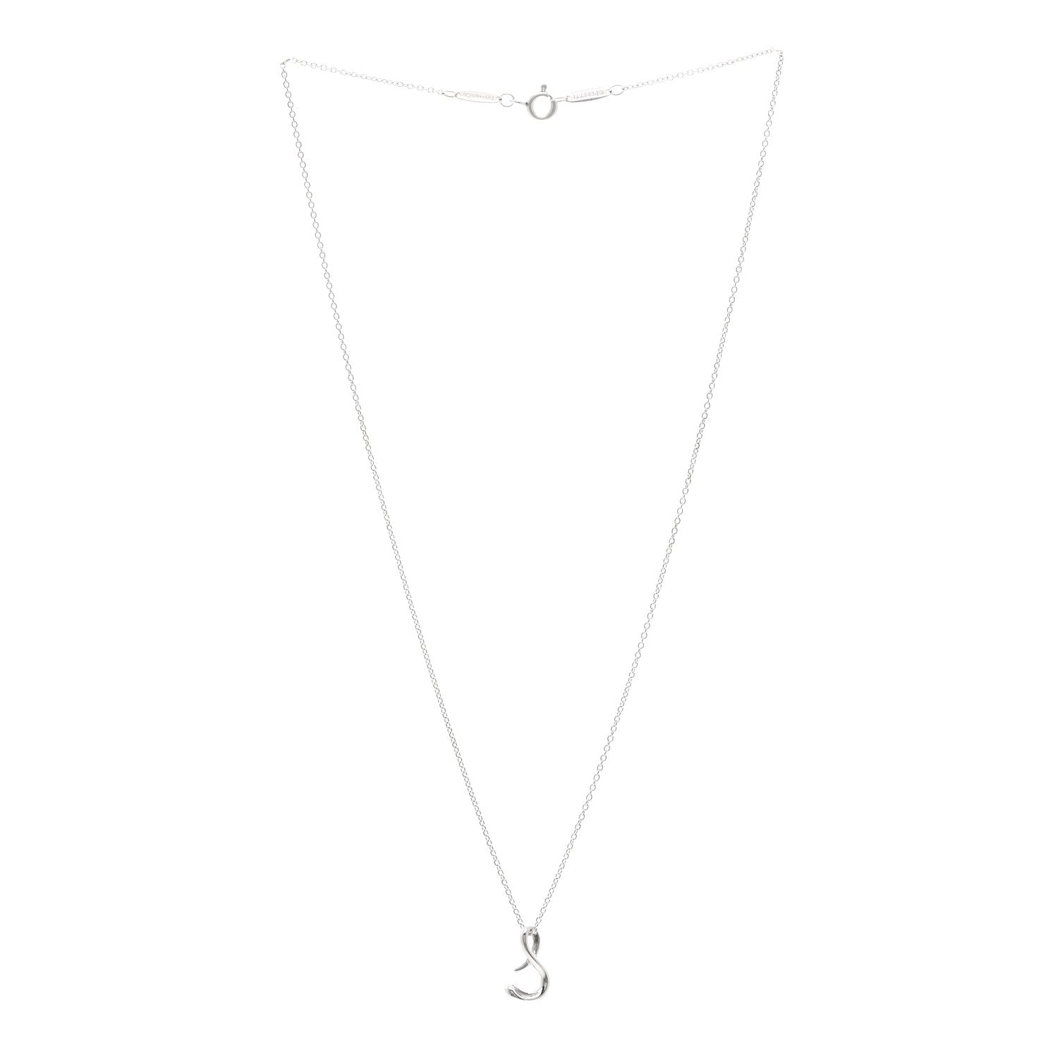 Tiffany Sterling Silver Elsa Peretti Letter S Pendant Necklace 3 of 4