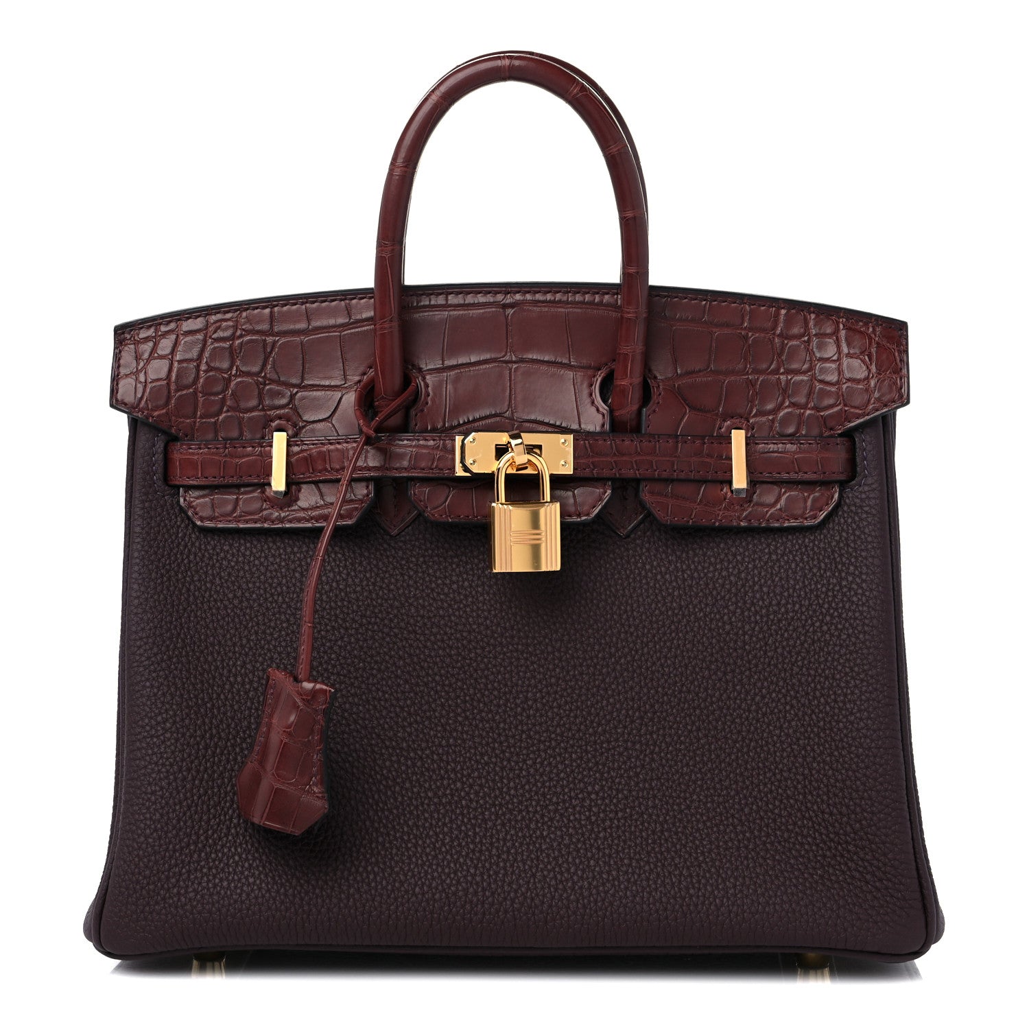 Hermes Togo Matte Alligator Birkin Touch 25 Rouge Sellier Bourgogne 1 of 10