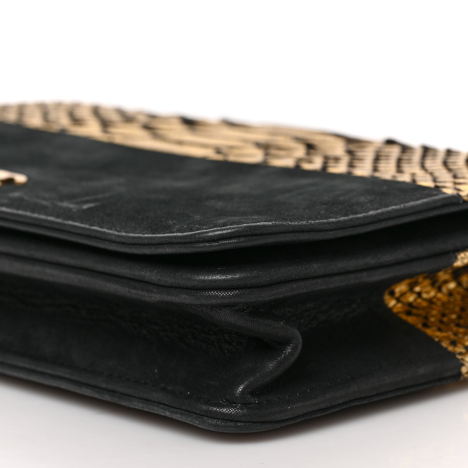 Chanel Snakeskin Iridescent Calfskin Wallet On Chain WOC Gold Black 8 of 8