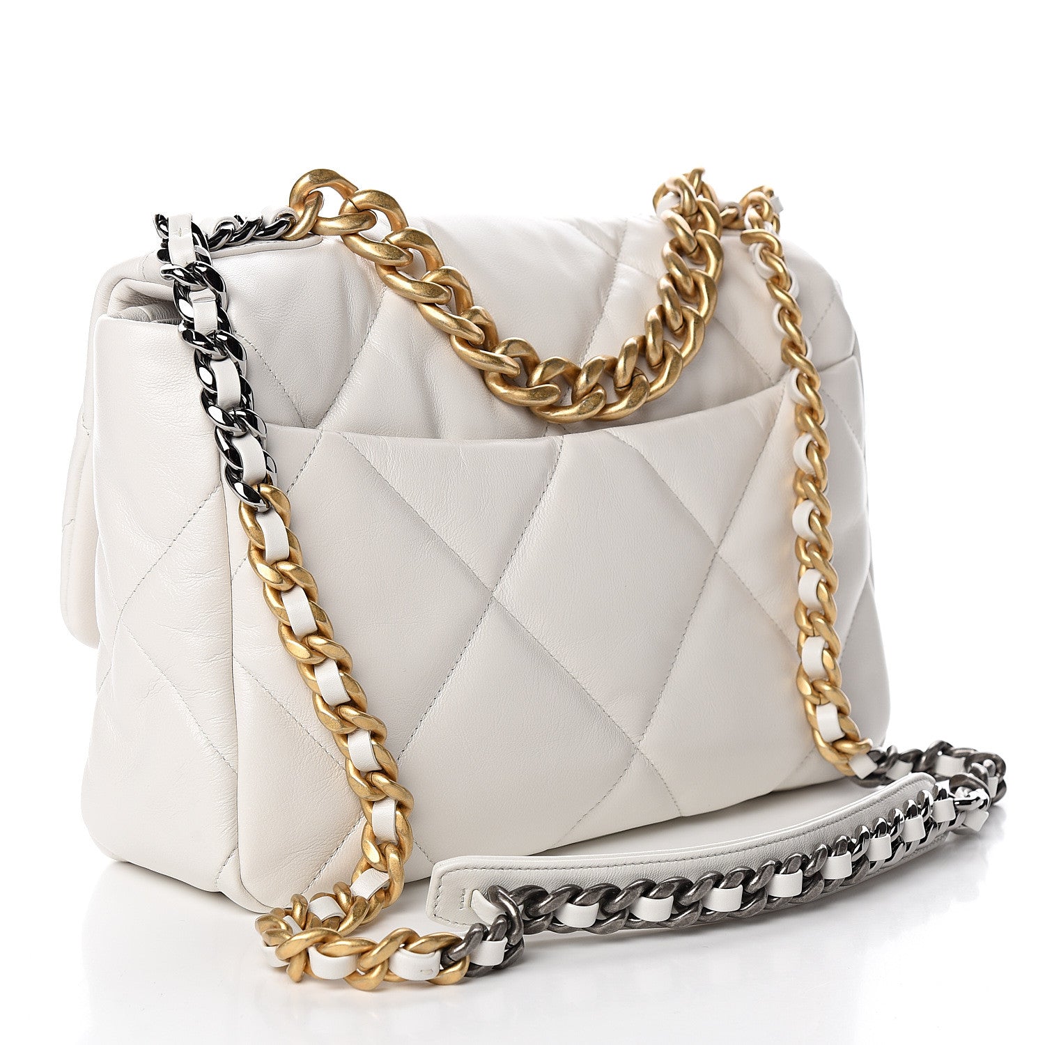 Chanel Goatskin Quilted Large 19 Flap White 2 of 10