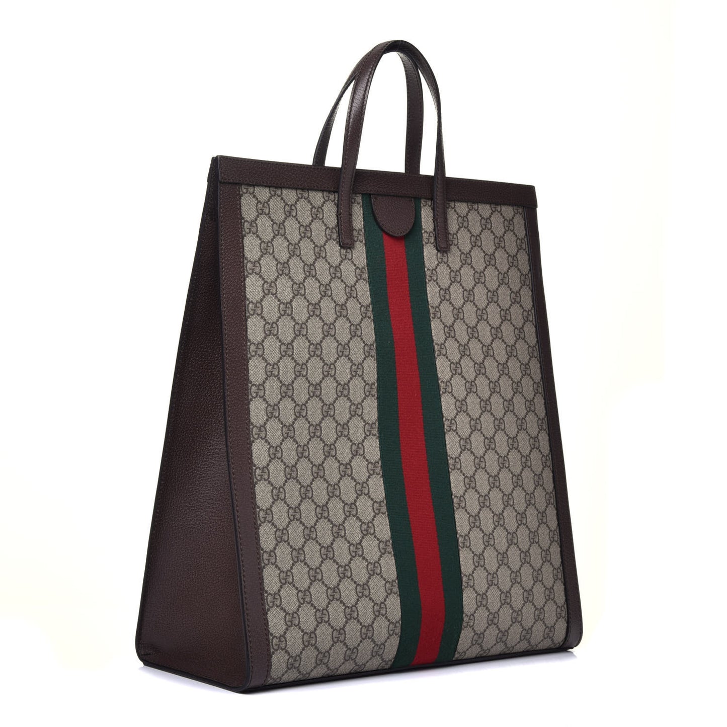 GG Supreme Monogram Web Ophidia Vertical Tote Brown