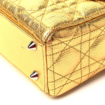 Christian Dior Metallic Grained Calfskin Cannage Small Lucky Badges My Lady Dior Gold 9 of 10