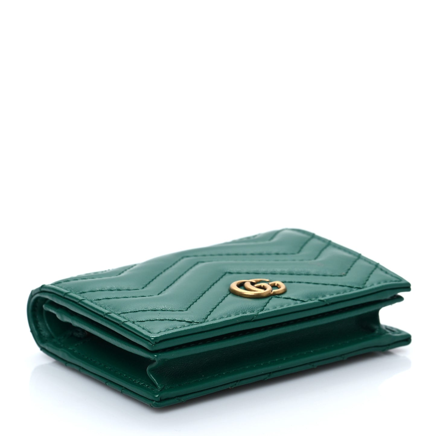 Calfskin Matelasse GG Marmont Card Case Wallet Emerald