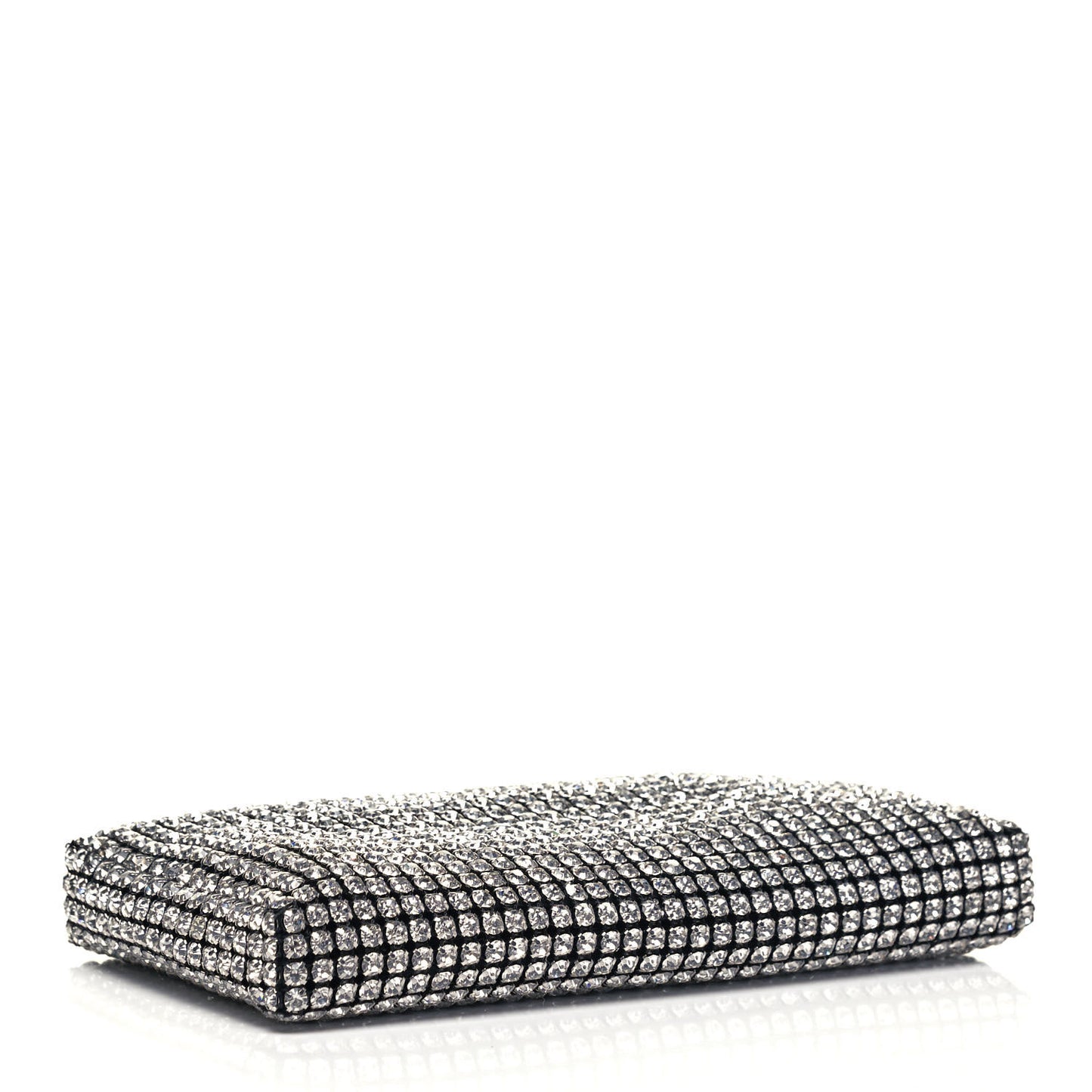 Mesh Crystal Rhinestone Heiress Clutch Black Silver