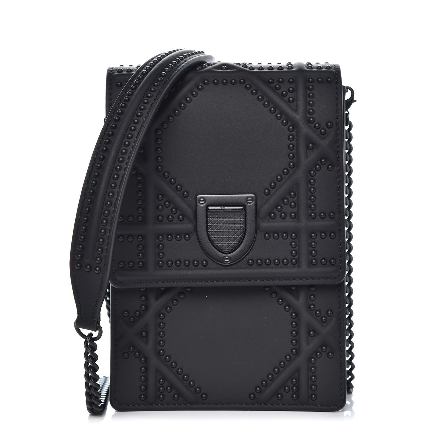 Ultra Matte Calfskin Studded Vertical Diorama Black