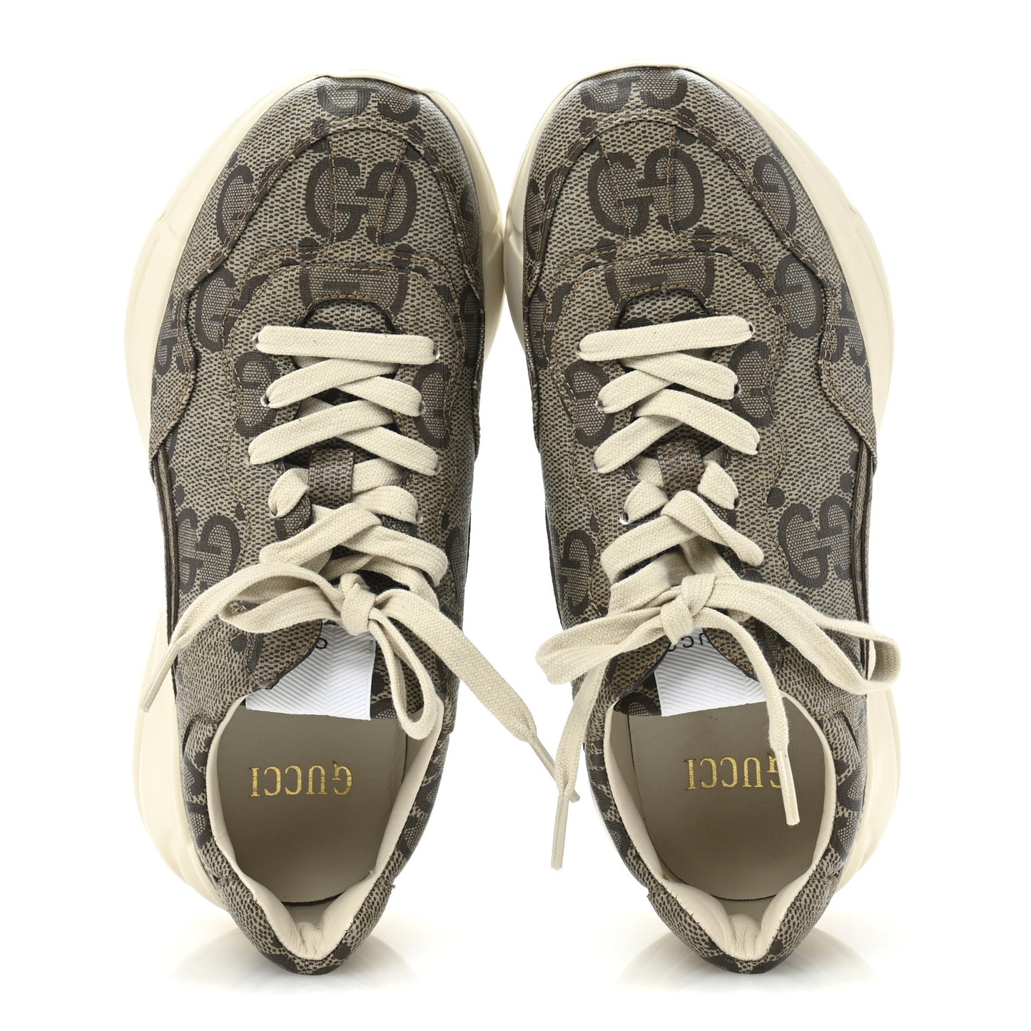 Maxi GG Supreme Monogram Gucci 100 Womens Rhyton Sneakers 37 Beige Ebony