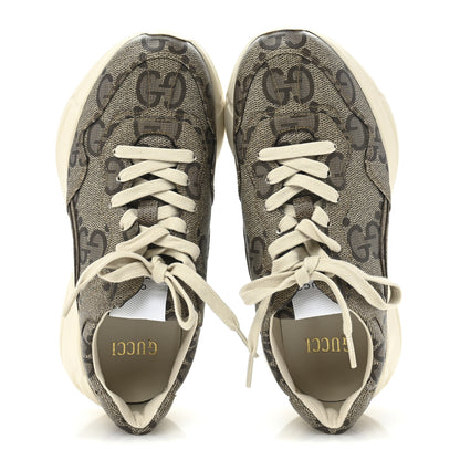 Gucci Maxi GG Supreme Monogram Gucci 100 Womens Rhyton Sneakers 37 Beige Ebony 2 of 10