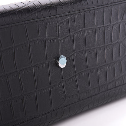 Saint Laurent Calfskin Crocodile Embossed Small Sac de Jour Black 7 of 10
