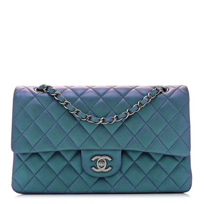 Chanel Iridescent Lambskin Quilted Medium Double Flap Turquoise 1 of 11
