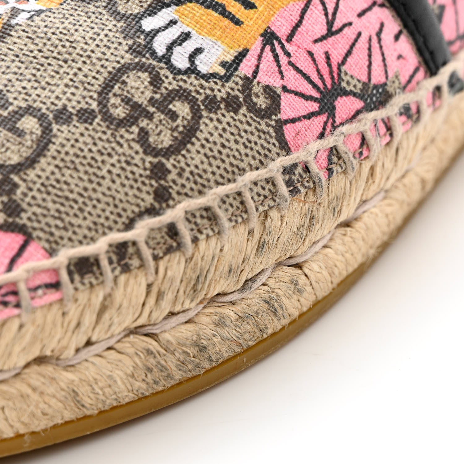 Gucci GG Supreme Monogram Bengal Espadrilles 36.5 Beige Crop Pink 11 of 17