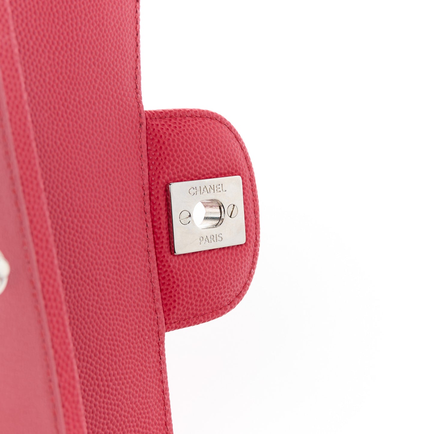 Caviar Quilted Medium Double Flap Dark Pink