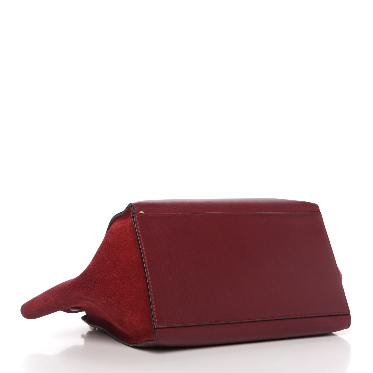 Drummed Calfskin Suede Medium Trapeze Burgundy