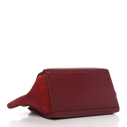 Celine Drummed Calfskin Suede Medium Trapeze Burgundy 4 of 10