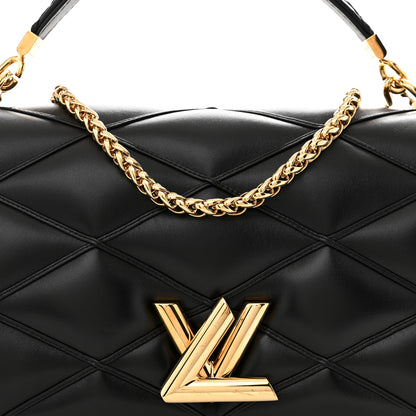 Louis Vuitton Lambskin Malletage Top Handle GO-14 GM Black 8 of 12