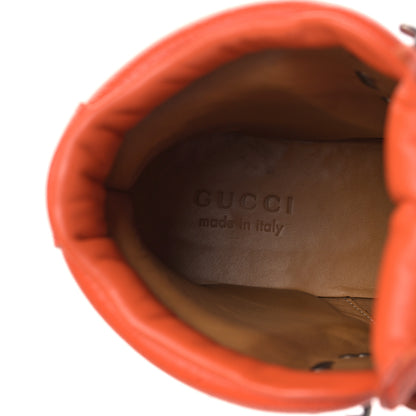 Gucci X THE NORTH FACE Monogram Textured Calfskin Mens Hiking Ankle Boots 9 Beige Ebony Deep Orange 7 of 8