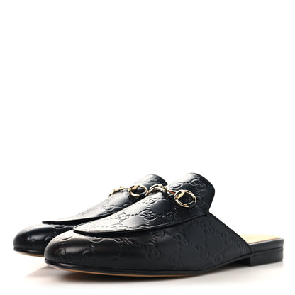 Gucci Glamour Calfskin Guccissima Womens Princetown Slippers 37.5 Black 4 of 10