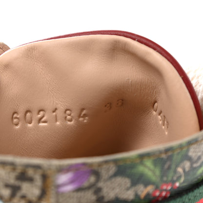 Gucci GG Supreme Monogram Flora Lace Up Combat Ankle Boots 36 Beige Multicolor Red 8 of 9