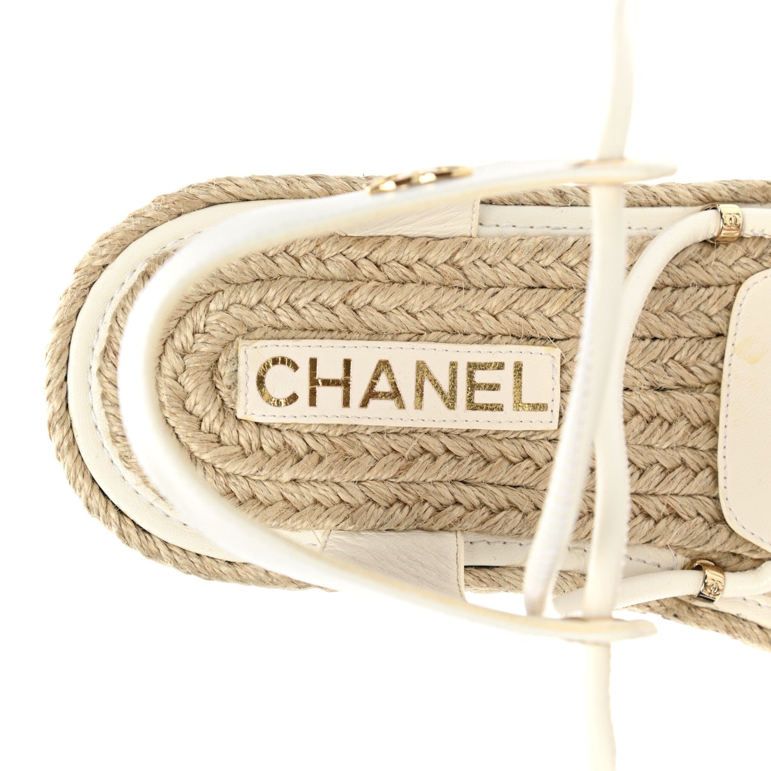 Chanel Lambskin Espadrille Sandals 36 White 7 of 8