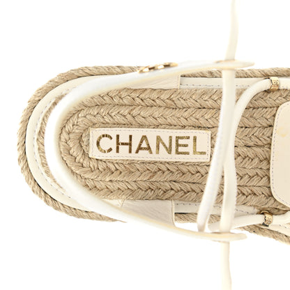 Chanel Lambskin Espadrille Sandals 36 White 7 of 8