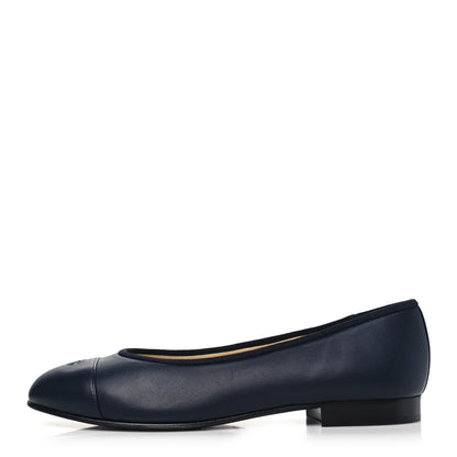 Chanel Lambskin Cap Toe Ballerina Flats 37 Black 1 of 7