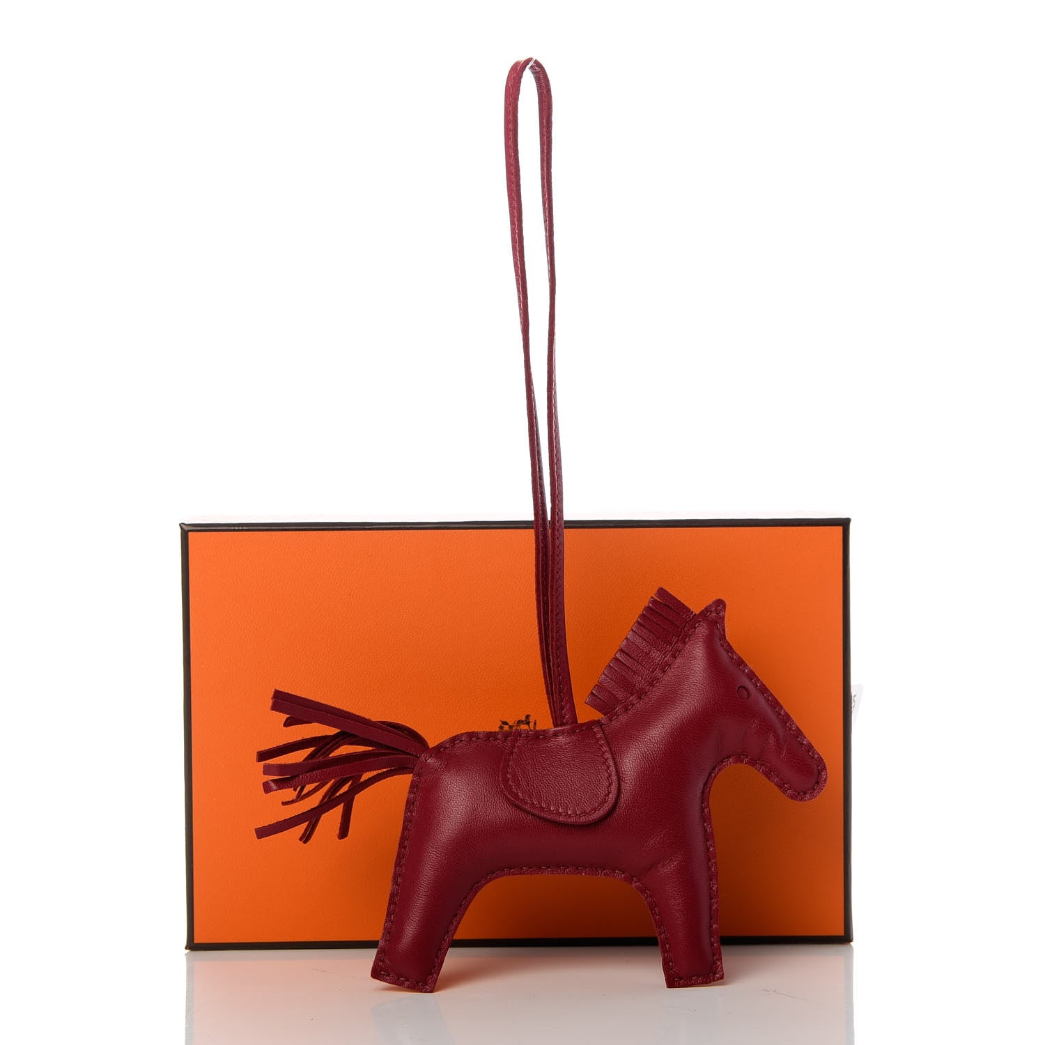 Hermes Milo Lambskin Grigri Rodeo Horse Bag Charm MM Rubis 4 of 4