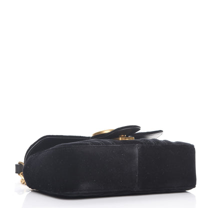 Gucci Velvet Matelasse Mini GG Marmont Shoulder Bag Black 4 of 7