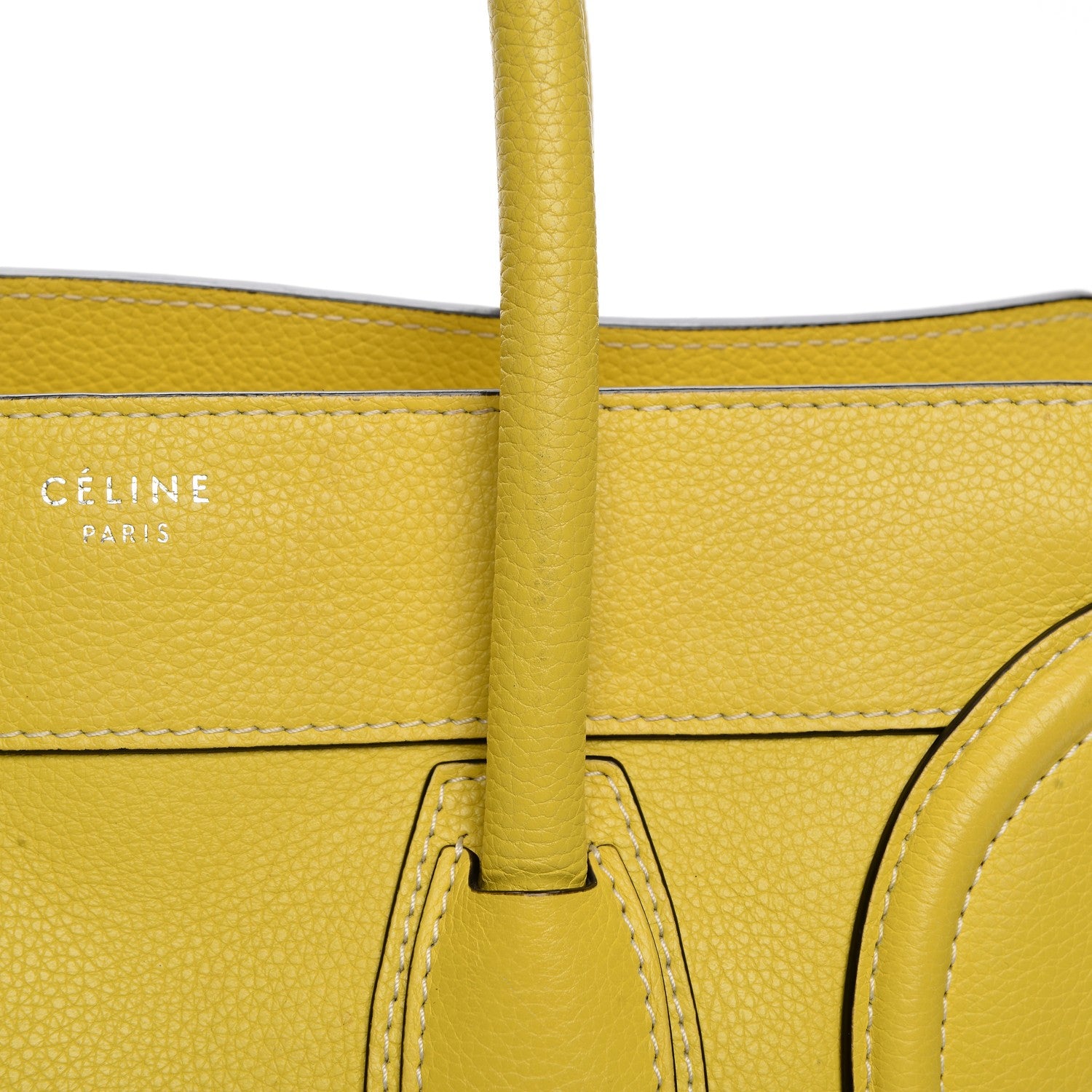 Celine Drummed Calfskin Mini Luggage Citron 7 of 12