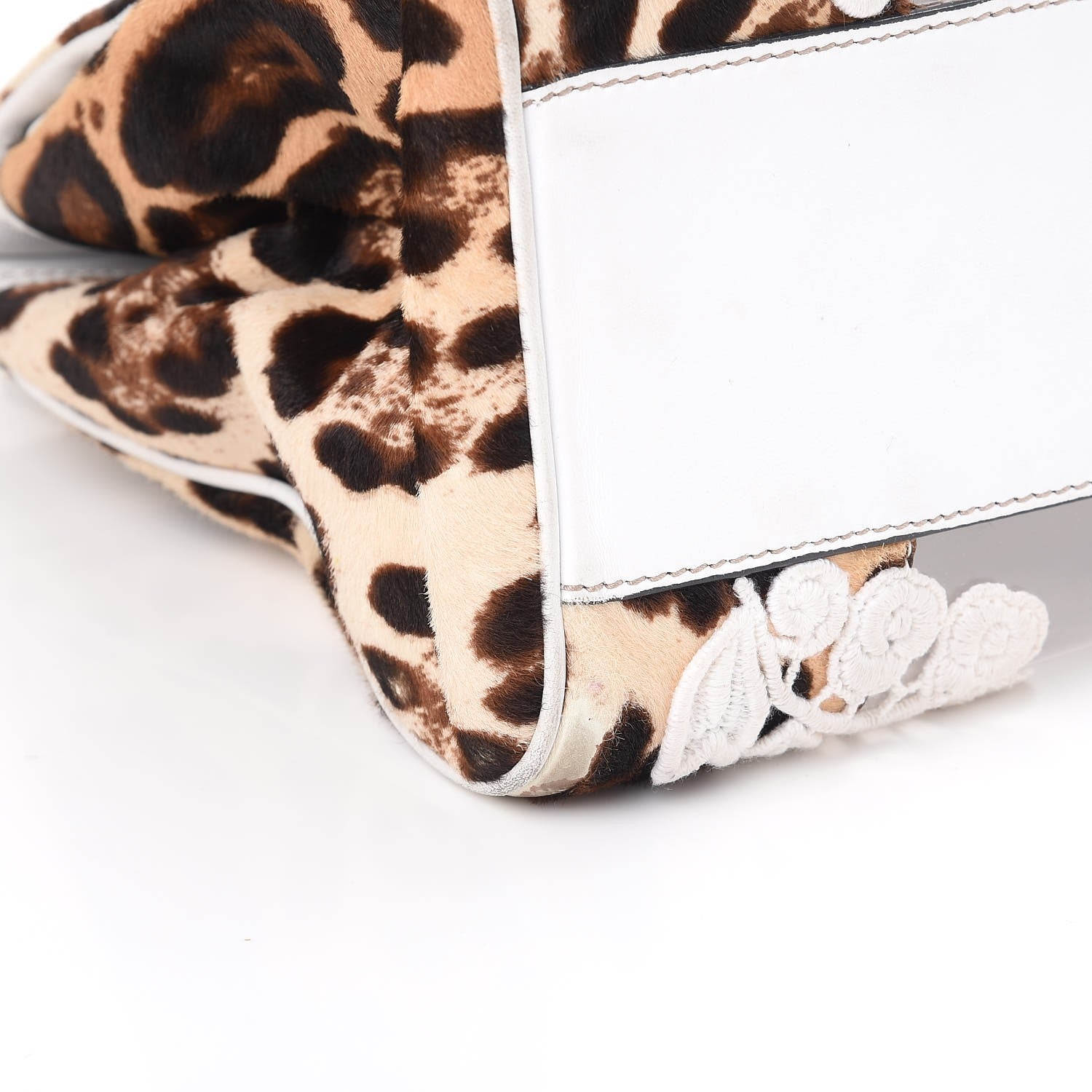 Dolce & Gabbana Calf Hair Leopard Print Lace Large Miss Sicily Satchel White 16 of 23