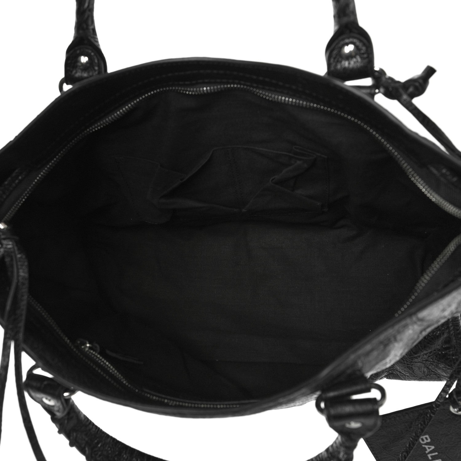 Balenciaga Agneau Classic Silver Hardware City Logo Strap Black White 5 of 9