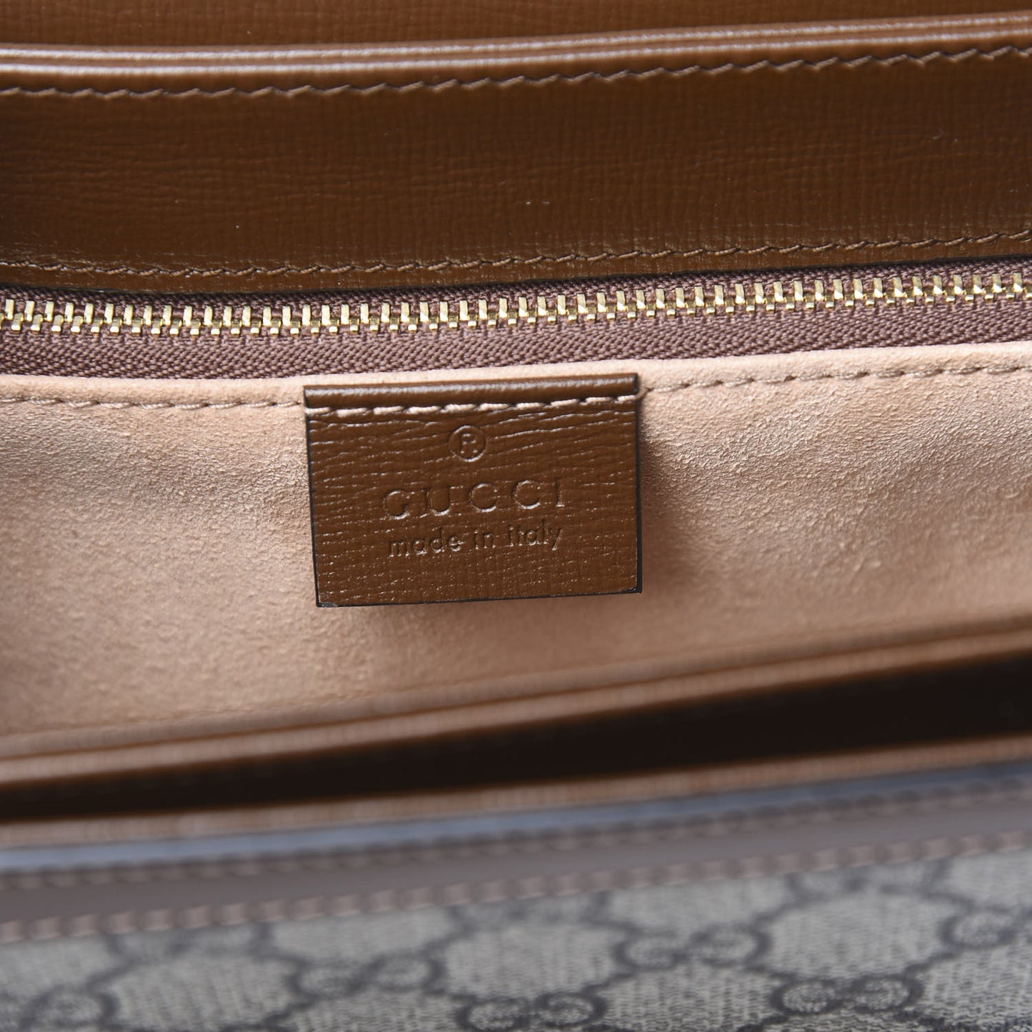 GG Supreme Monogram Horsebit 1955 Shoulder Bag Beige Brown Sugar