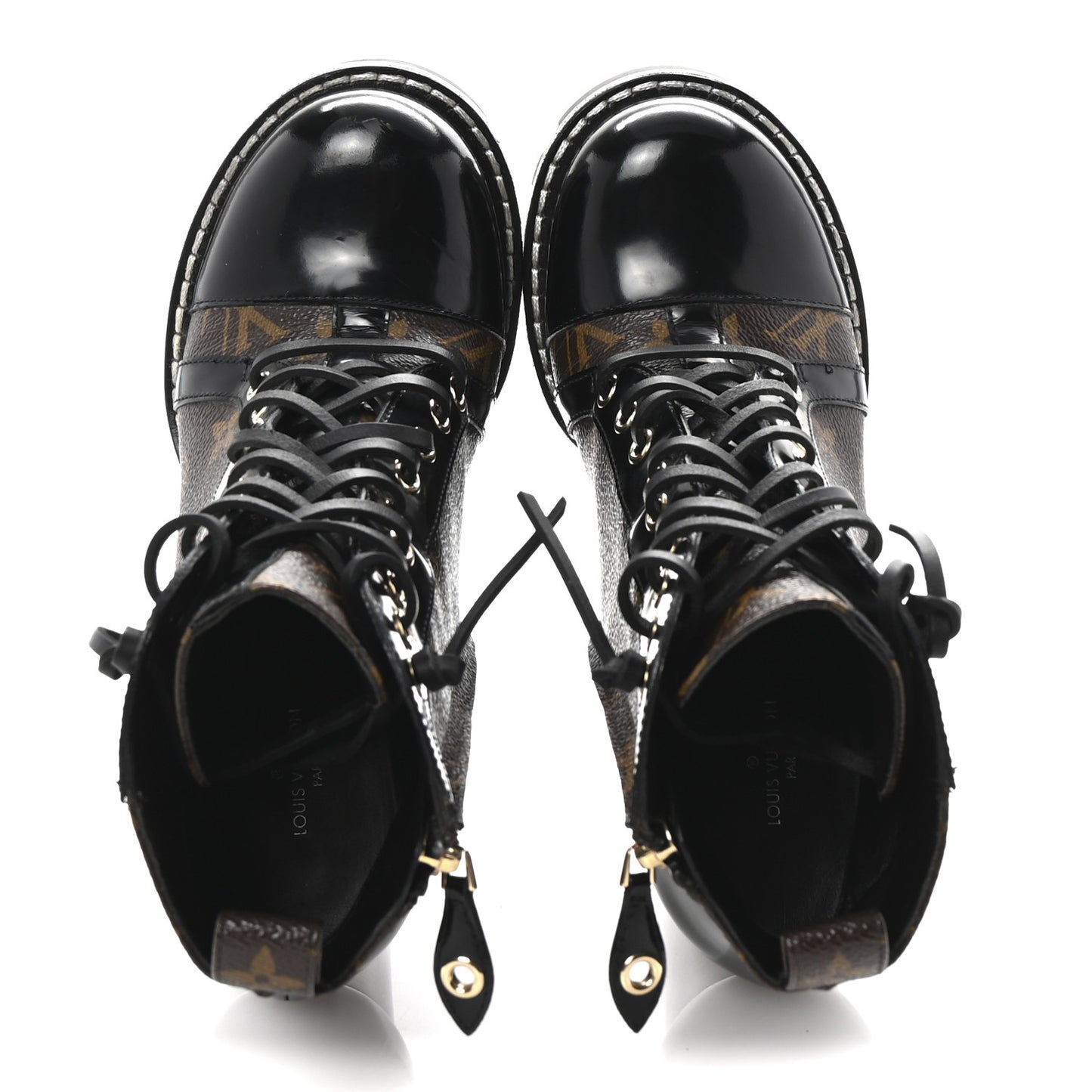 Patent Calfskin Monogram Star Trail Ankle Boots 38 Black