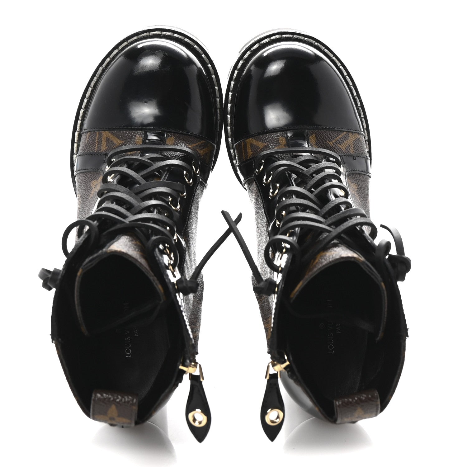 Louis Vuitton Patent Calfskin Monogram Star Trail Ankle Boots 38 Black 2 of 7