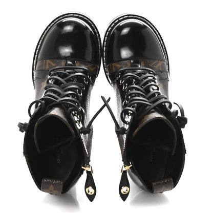 Louis Vuitton Patent Calfskin Monogram Star Trail Ankle Boots 38 Black 2 of 7