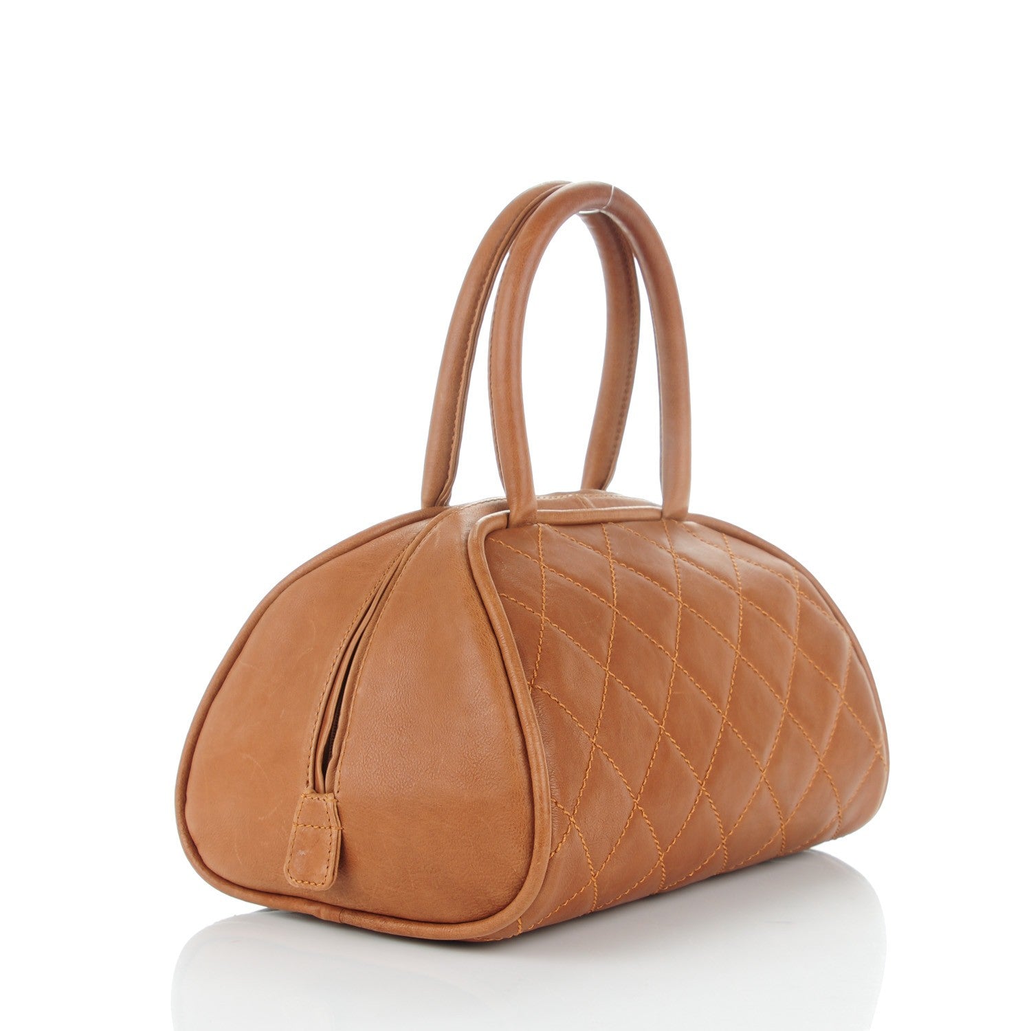 Chanel Calfskin Quilted Small Bowler Brown 3 of 7